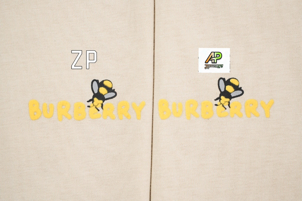 Burberry Bee Motif Lettering Logo Crew Neck T-Shirt