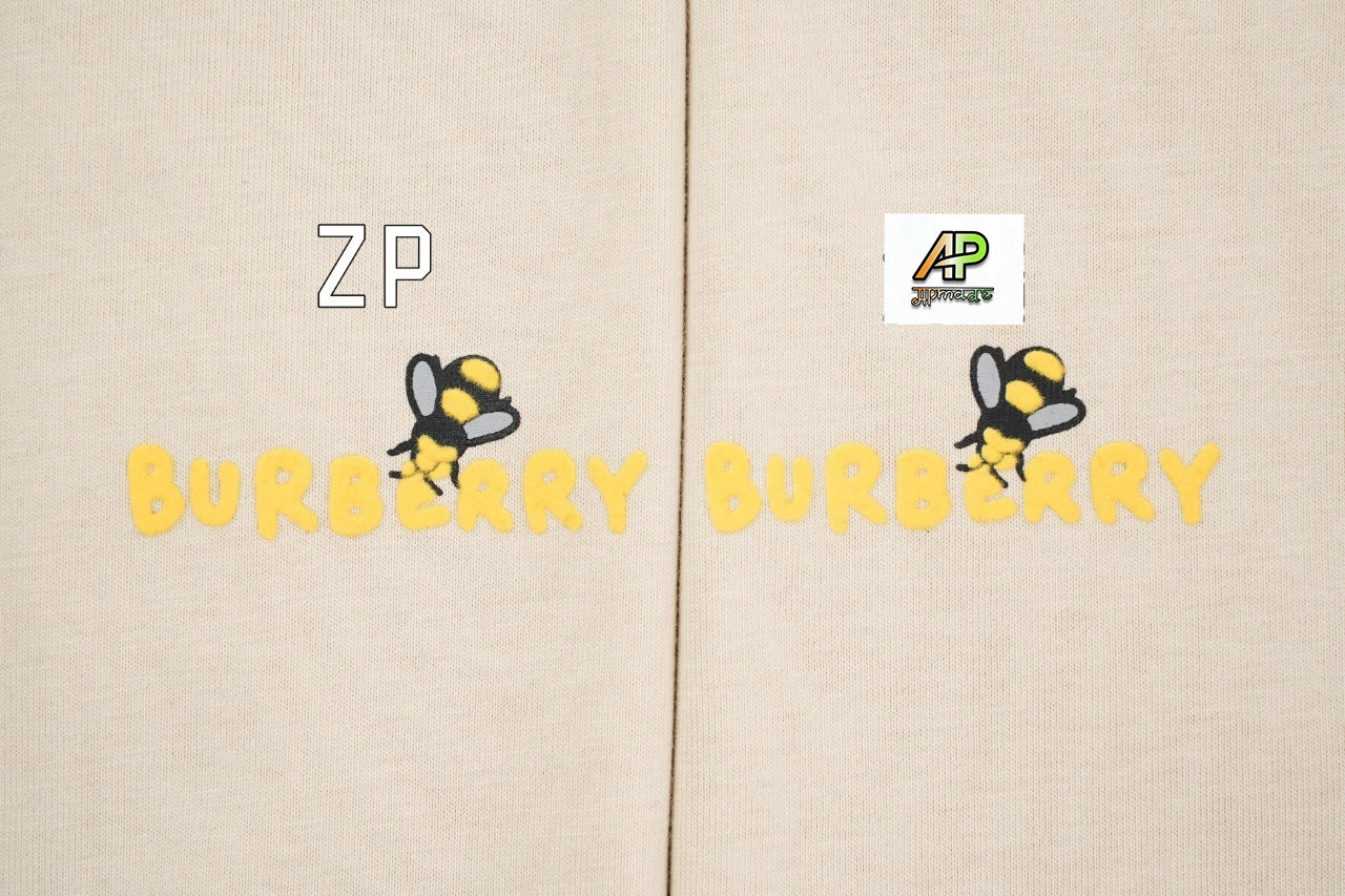 Burberry Bee Motif Lettering Logo Crew Neck T-Shirt