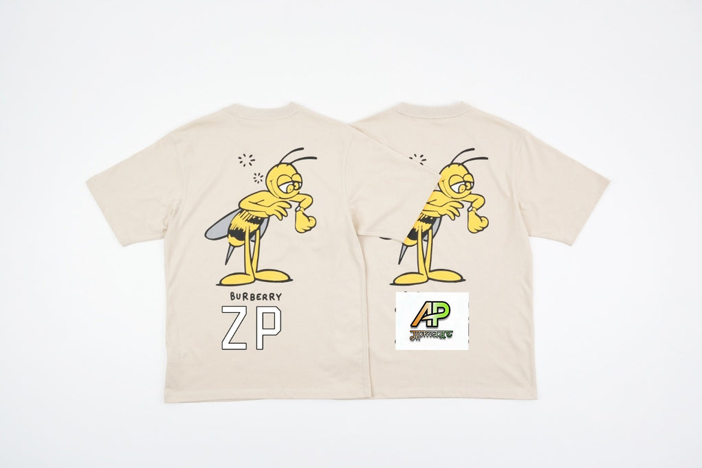 Burberry Bee Motif Lettering Logo Crew Neck T-Shirt