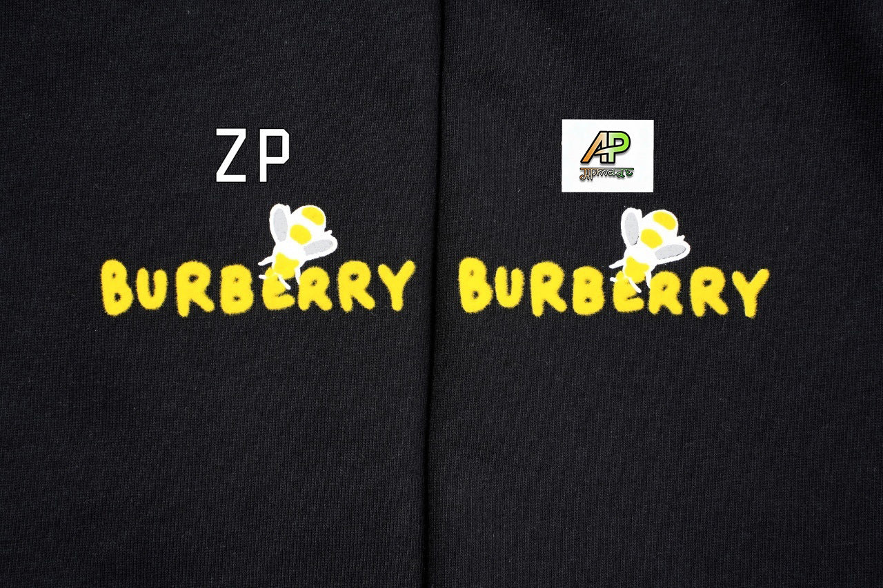 Burberry Bee Motif Lettering Logo Crew Neck T-Shirt