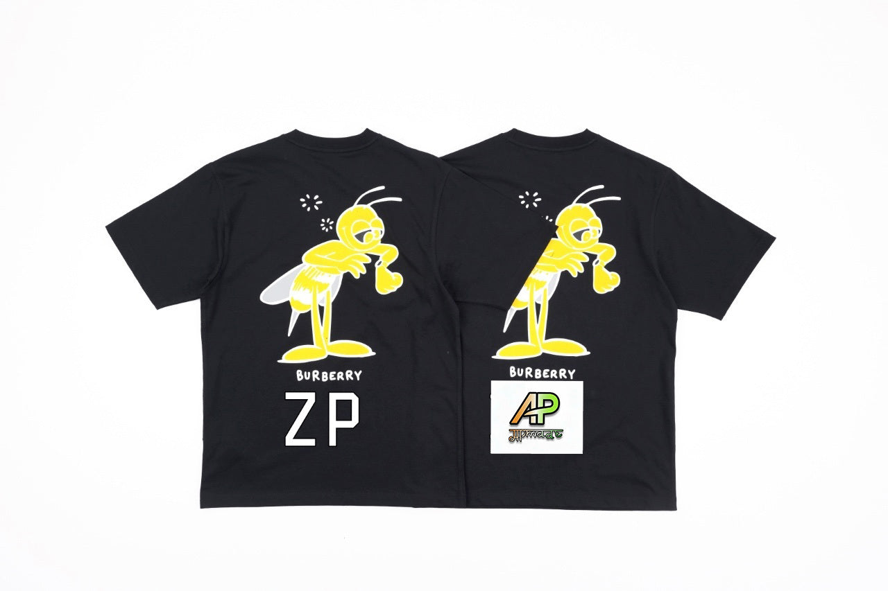 Burberry Bee Motif Lettering Logo Crew Neck T-Shirt