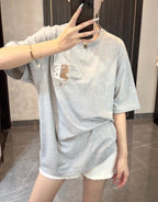 Burberry Lyocell Silk-Gloss Embroidered Crew Neck T-Shirt
