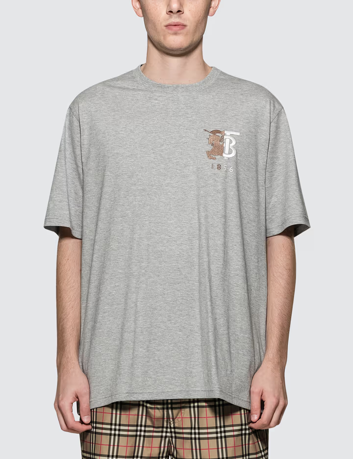 Burberry Lyocell Silk-Gloss Embroidered Crew Neck T-Shirt