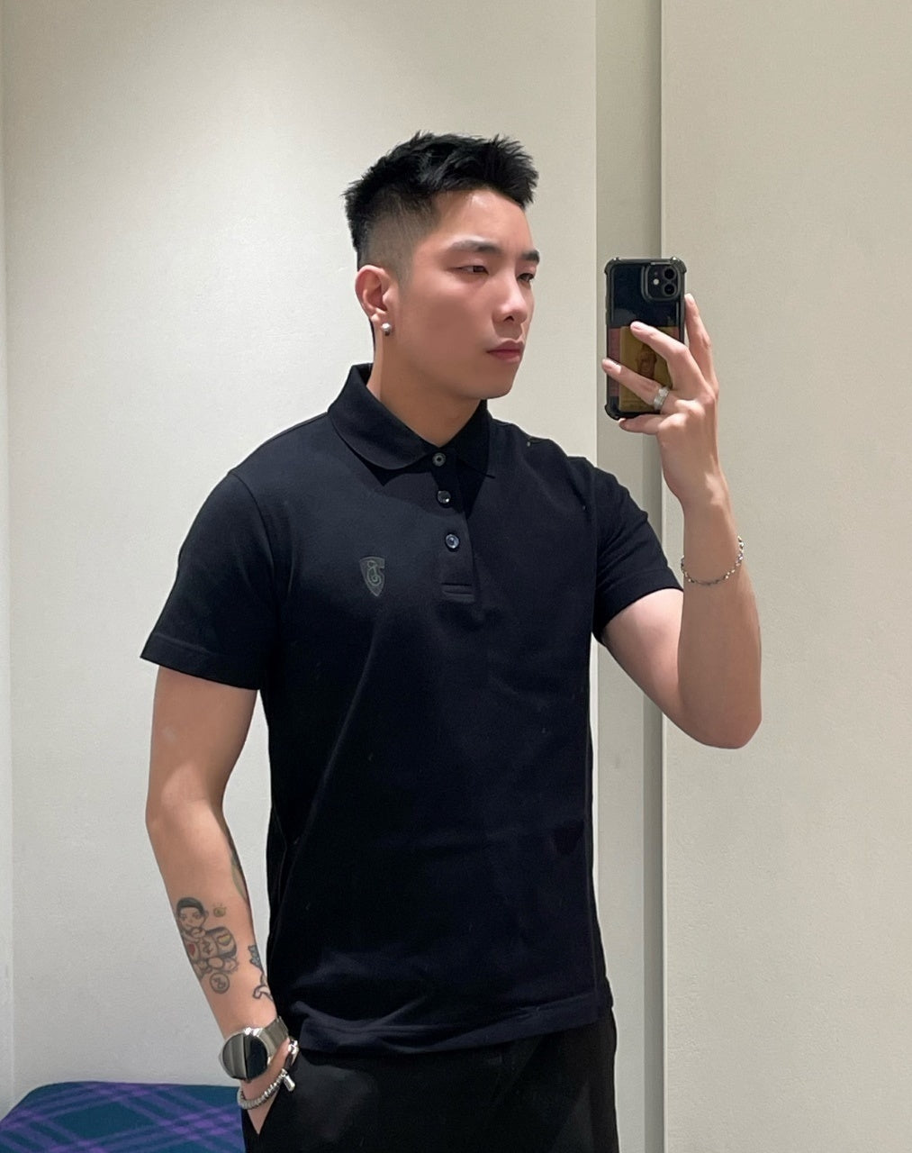 Burberry EKD Shield Embroidered Bead Mesh T-Shirt