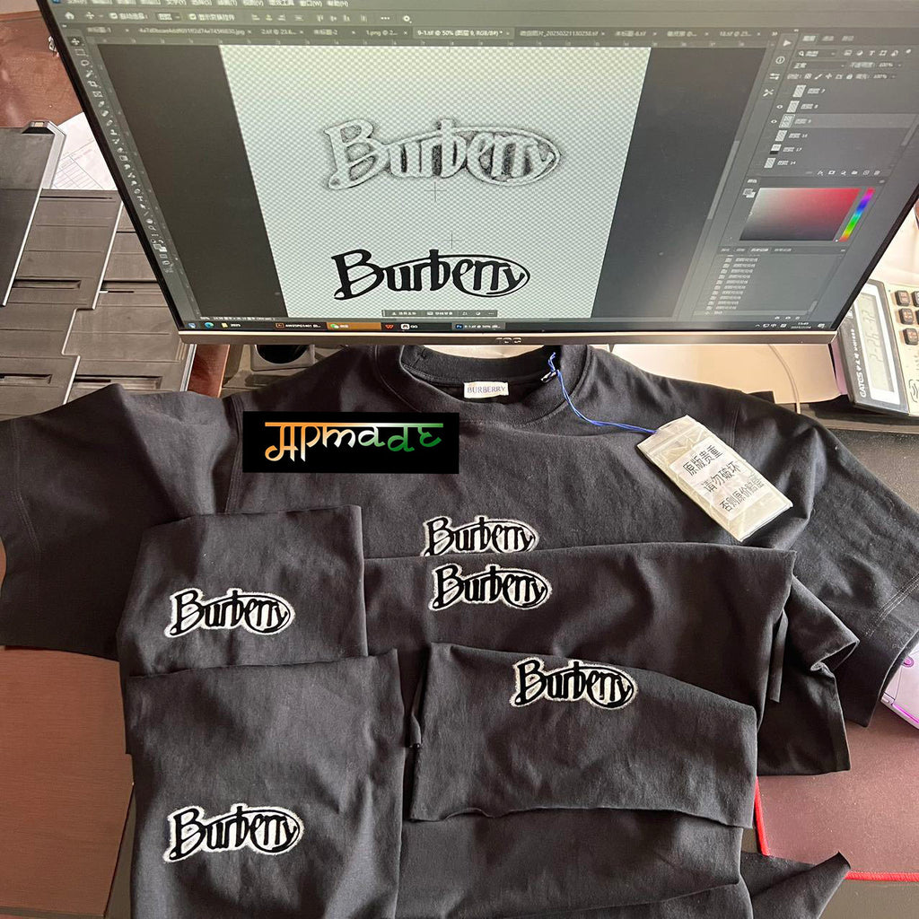 Burberry Velvet Flocked Logo Crew Neck T-Shirt