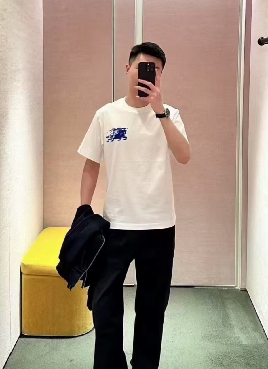 Burberry Chalk White Logo Print Crew Neck T-Shirt
