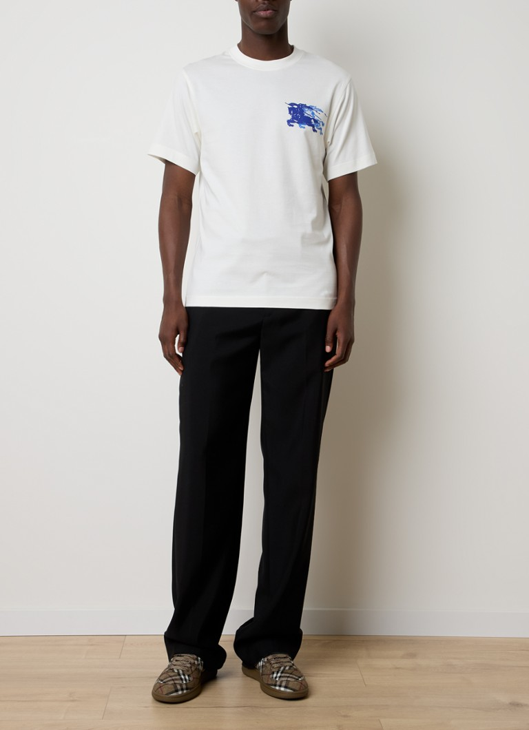 Burberry Chalk White Logo Print Crew Neck T-Shirt
