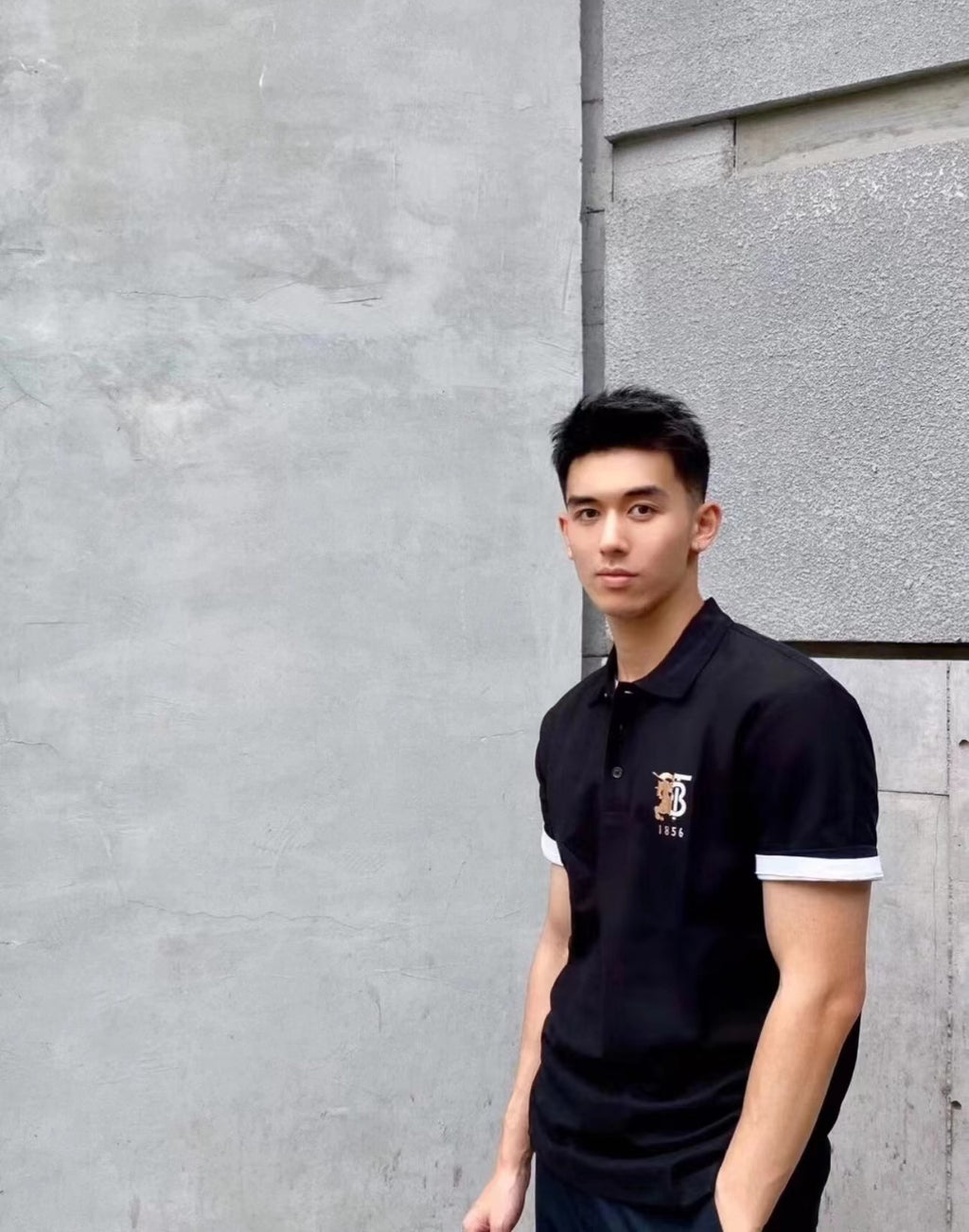 Burberry Black Pearl Knit Embroidered Logo Polo T-Shirt
