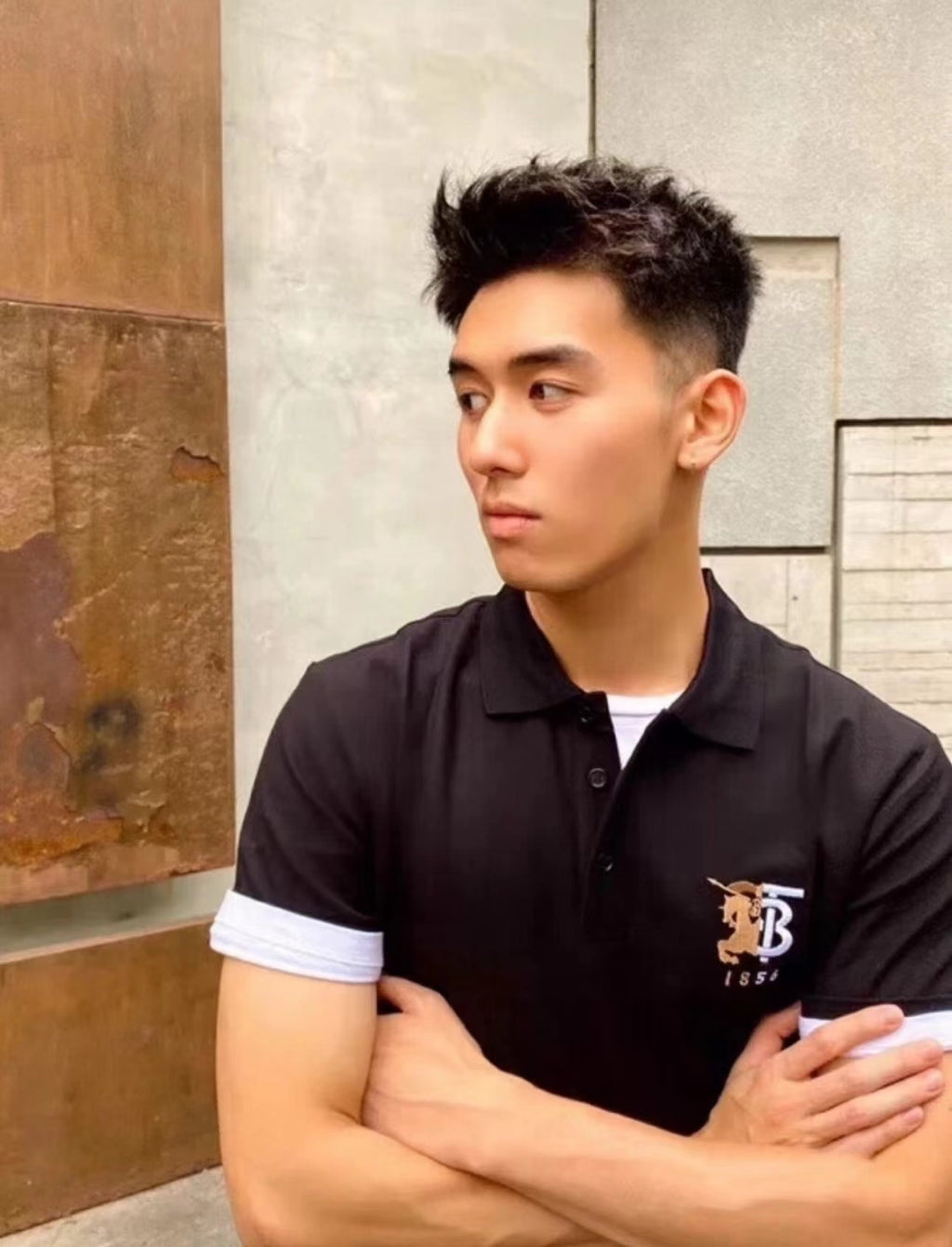 Burberry Black Pearl Knit Embroidered Logo Polo T-Shirt