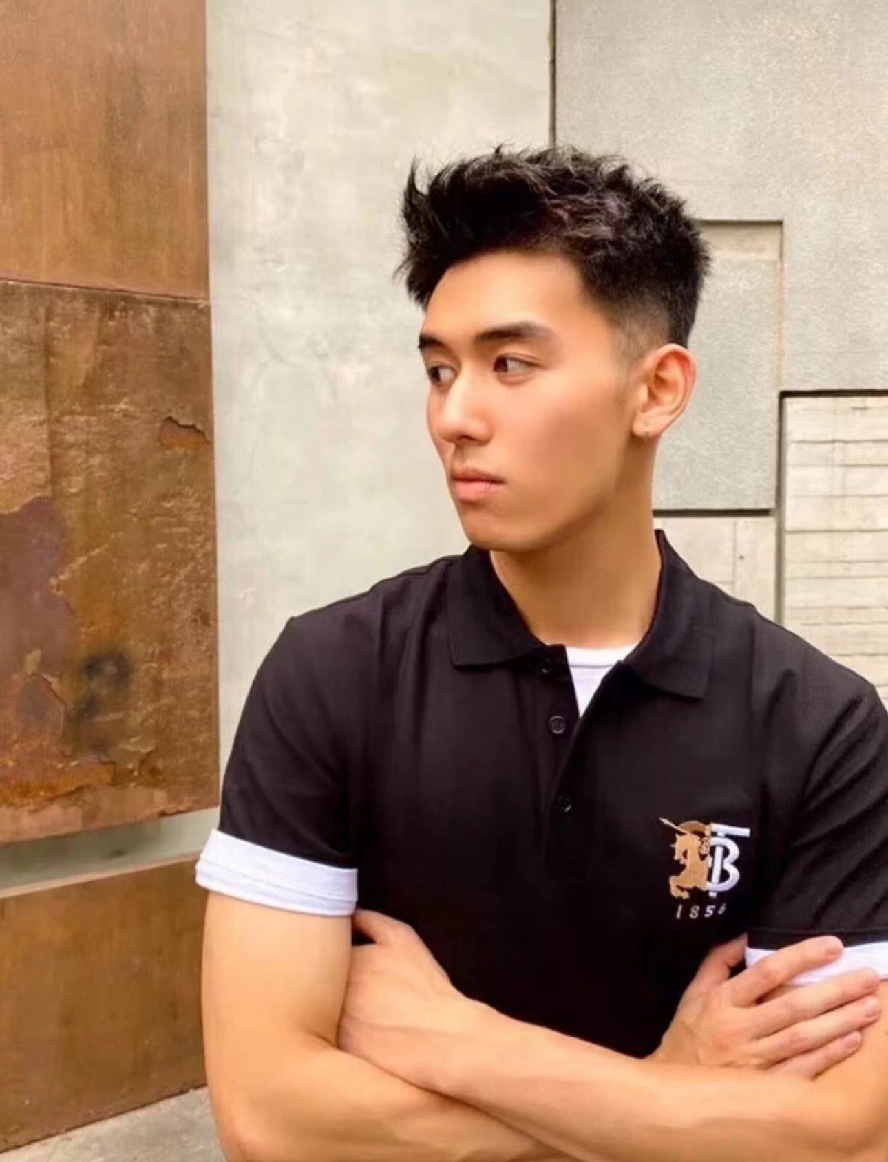 Burberry Black Pearl Knit Embroidered Logo Polo T-Shirt