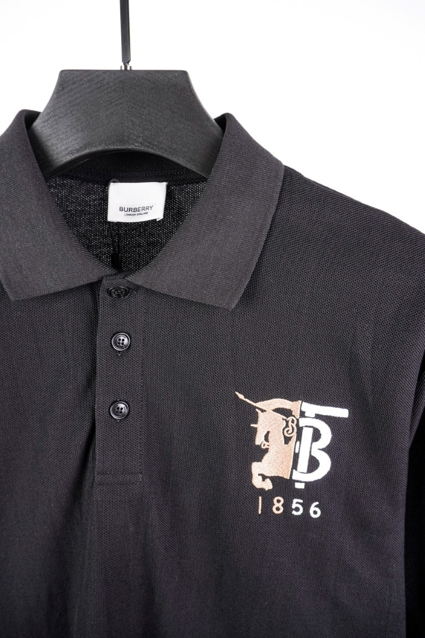 Burberry Black Pearl Knit Embroidered Logo Polo T-Shirt