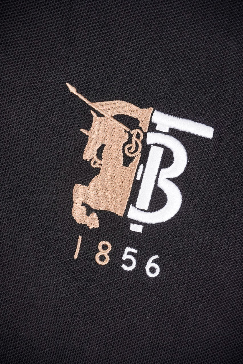 Burberry Black Pearl Knit Embroidered Logo Polo T-Shirt