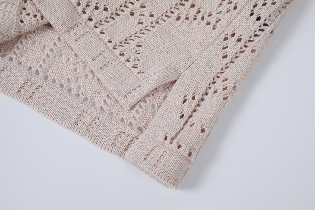 Dior Logo Letter Appliqué Hollow Knit Shirt