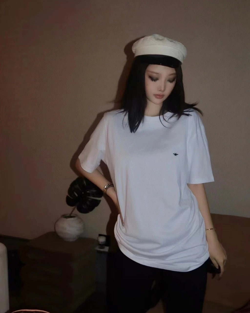 Burberry Bee Logo Embroidered Cotton T-Shirt