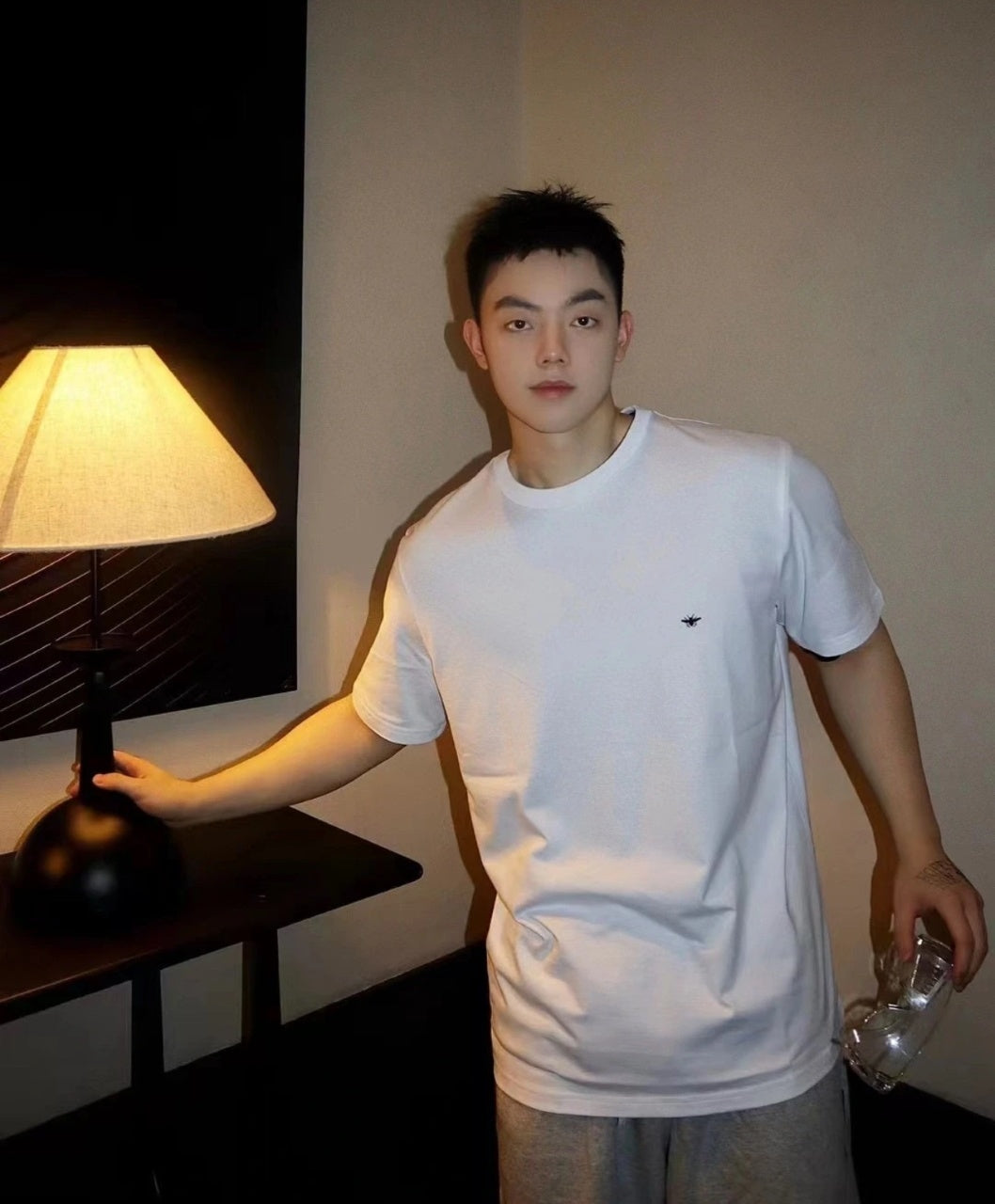 Burberry Bee Logo Embroidered Cotton T-Shirt