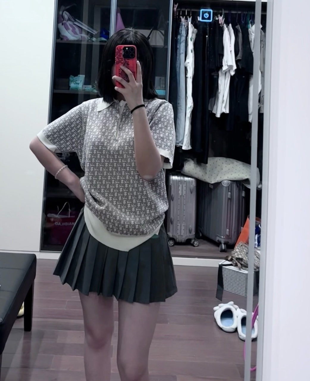 Dior High-Twist Jacquard Knit Short-Sleeve Top