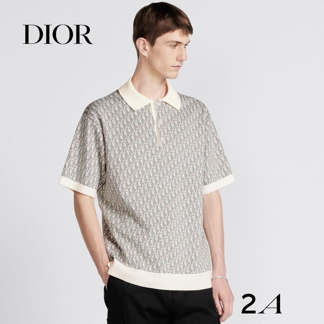 Dior High-Twist Jacquard Knit Short-Sleeve Top