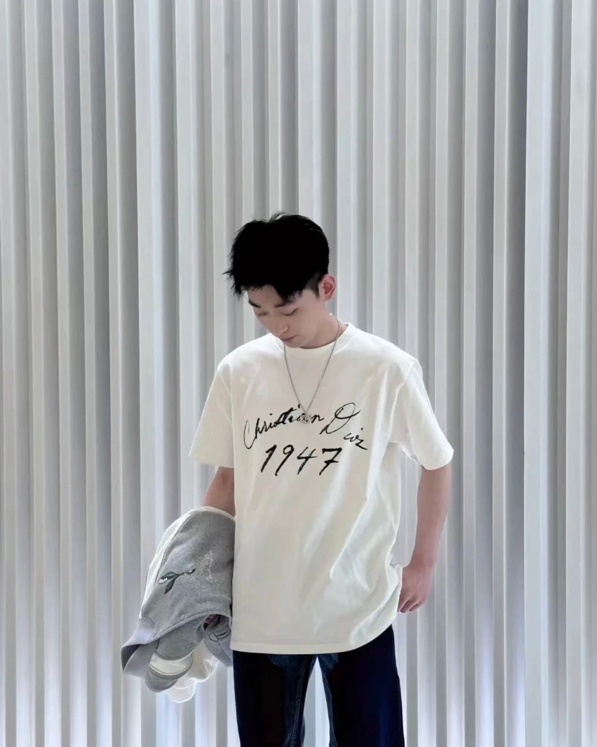 Burberry Velvet Flocked Letter Print Cotton T-Shirt