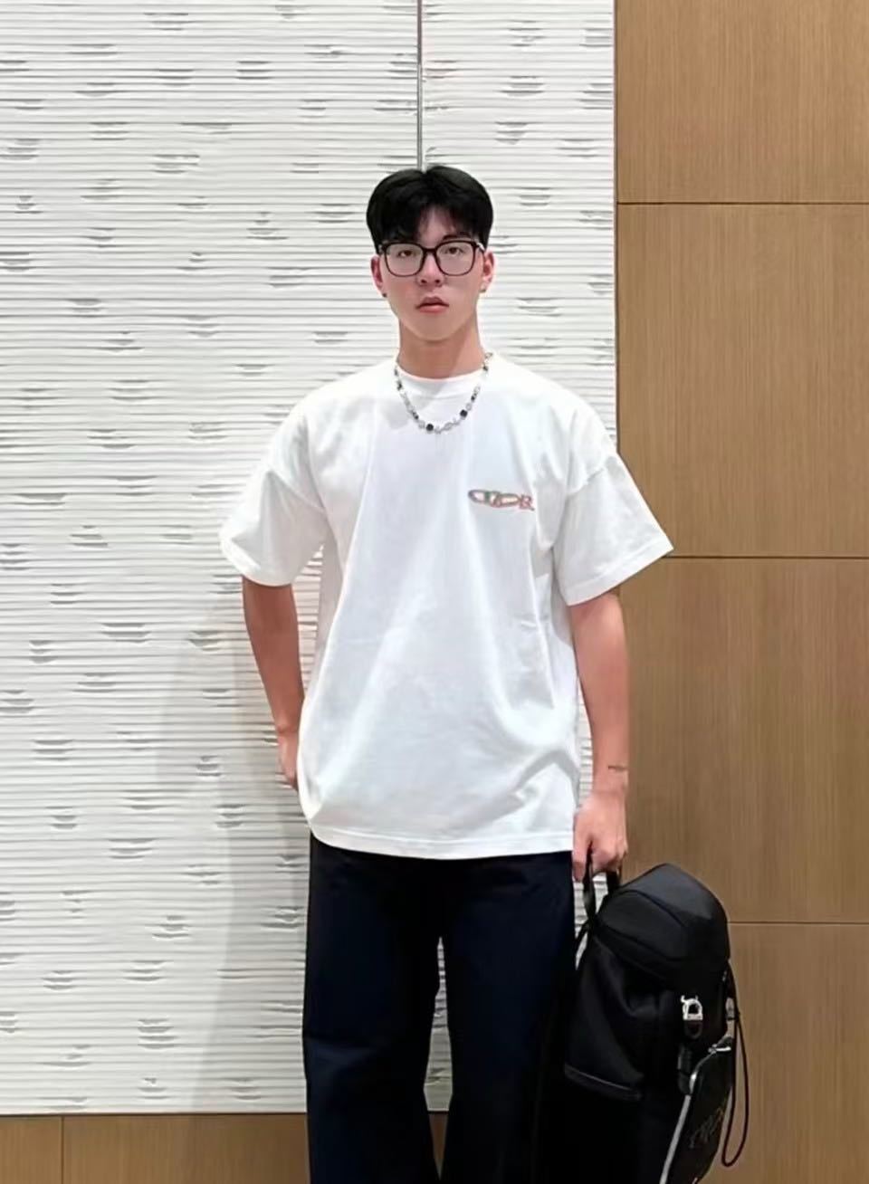 Burberry Tatami Embroidered Crew Neck Cotton T-Shirt
