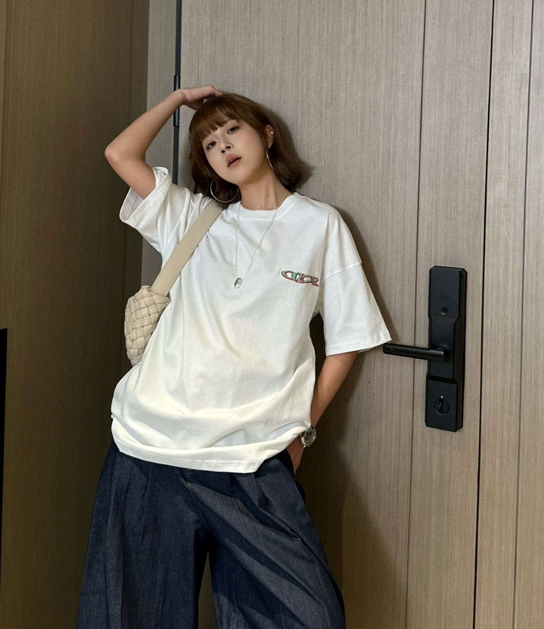 Burberry Tatami Embroidered Crew Neck Cotton T-Shirt