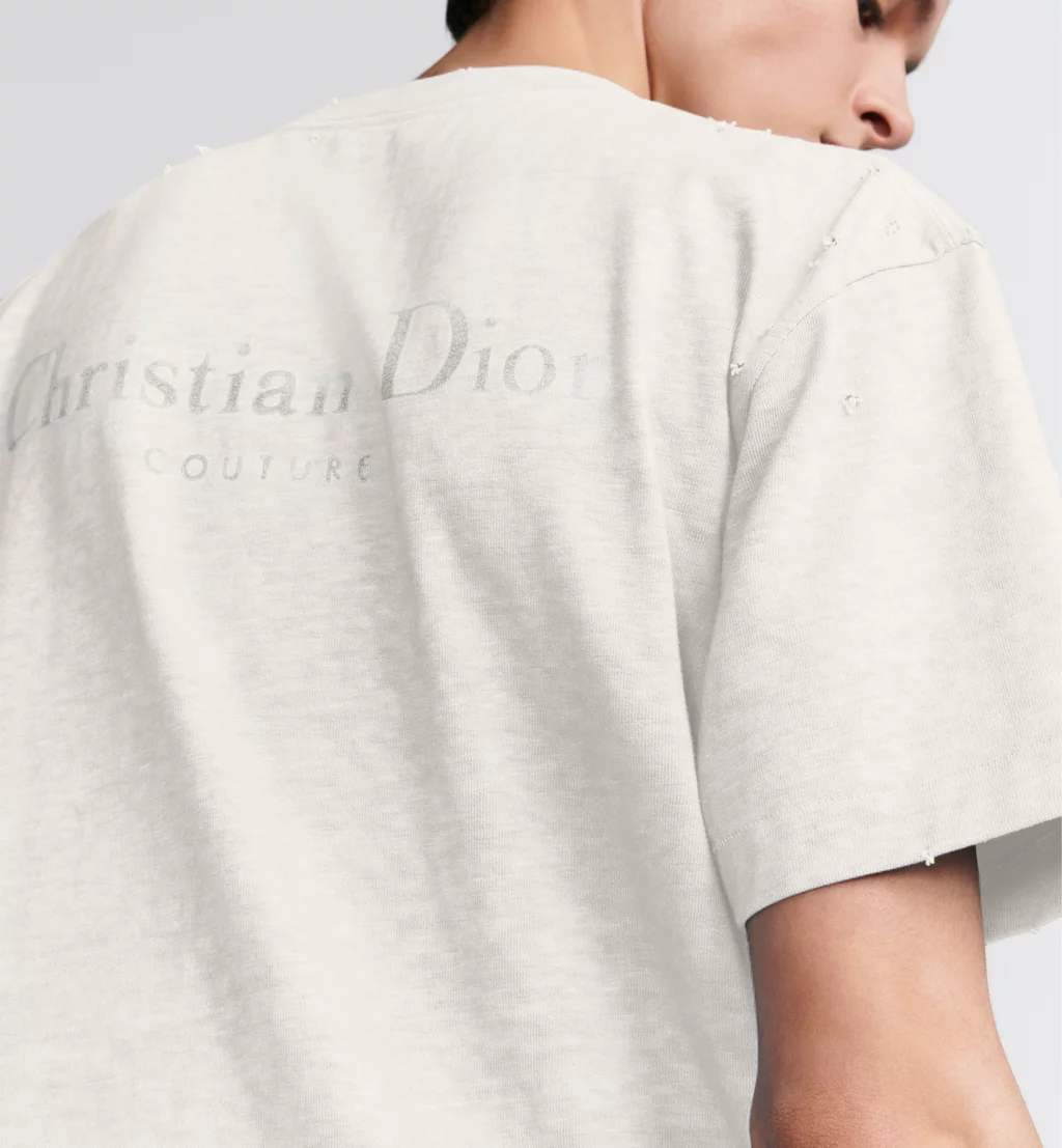 Burberry Distressed Dot-Print Crew Neck Cotton T-Shirt