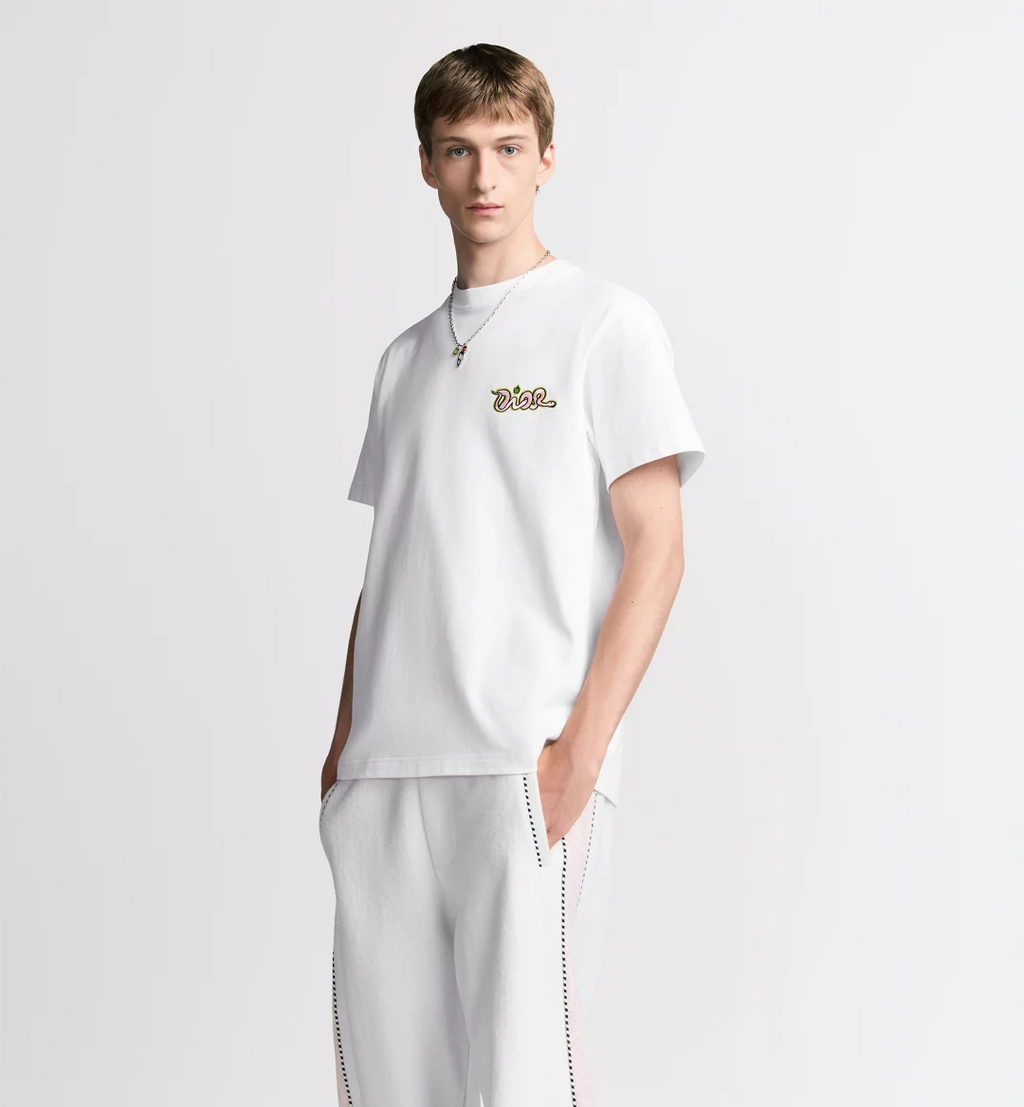 Burberry Embroidered Graphic Crew Neck Cotton T-Shirt