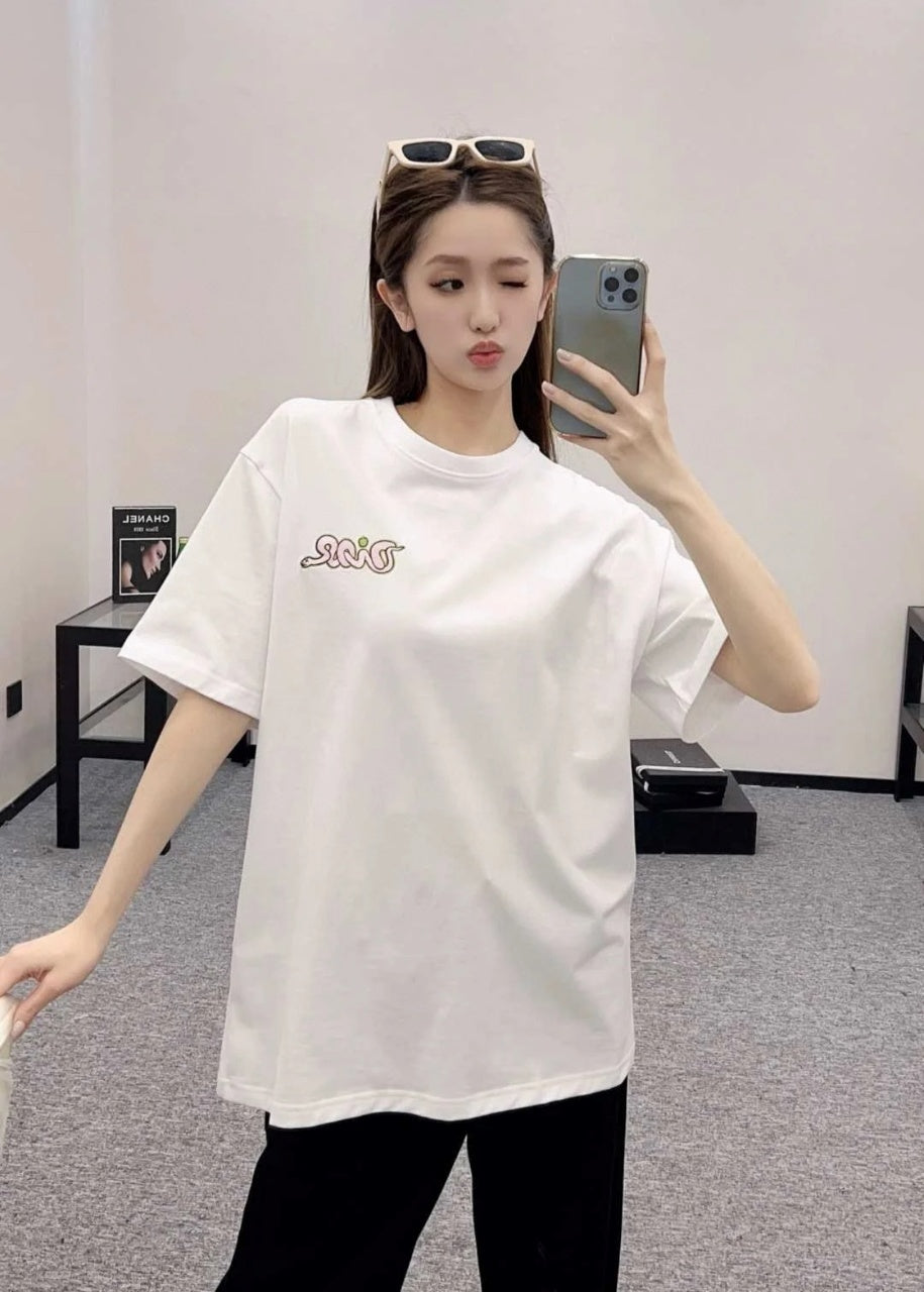 Burberry Embroidered Graphic Crew Neck Cotton T-Shirt