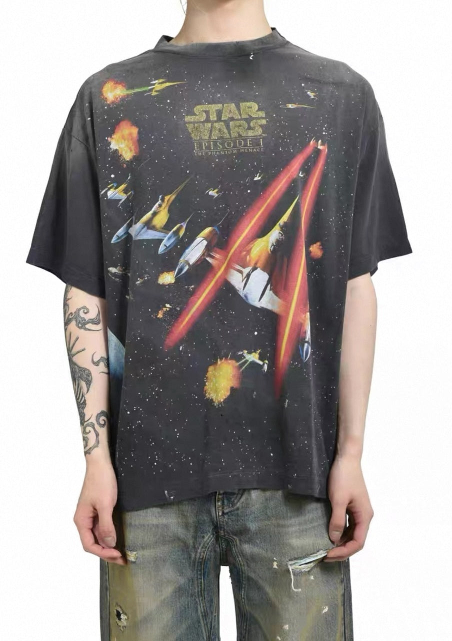 SAINT MXXXXXX Vintage Direct-Print Tubular Cotton T-Shirt