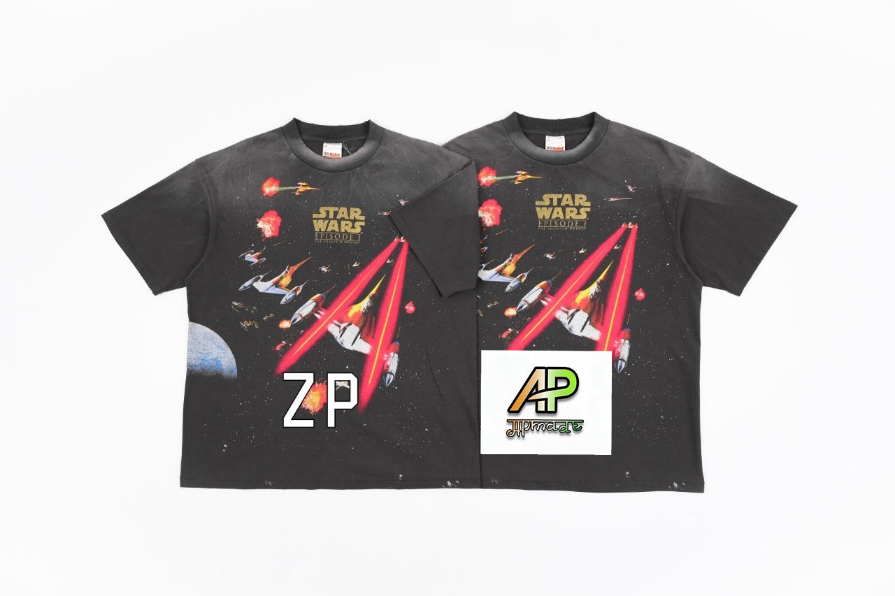 SAINT MXXXXXX Vintage Direct-Print Tubular Cotton T-Shirt