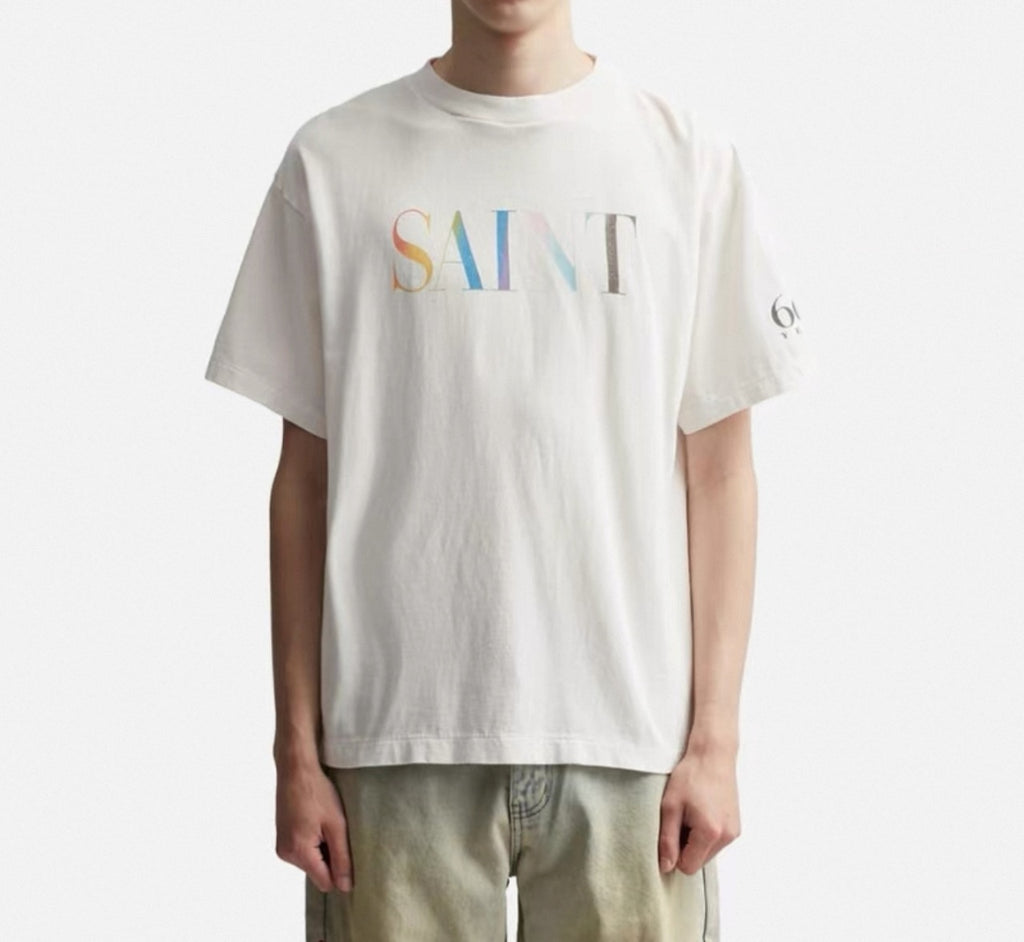 SAINT MXXXXXX Asut-Dyed Spray-Fade Tubular Cotton T-Shirt