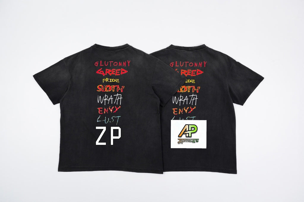 SAINT MXXXXXX Spray Monkey Gradient Distressed Tubular Cotton T-Shirt