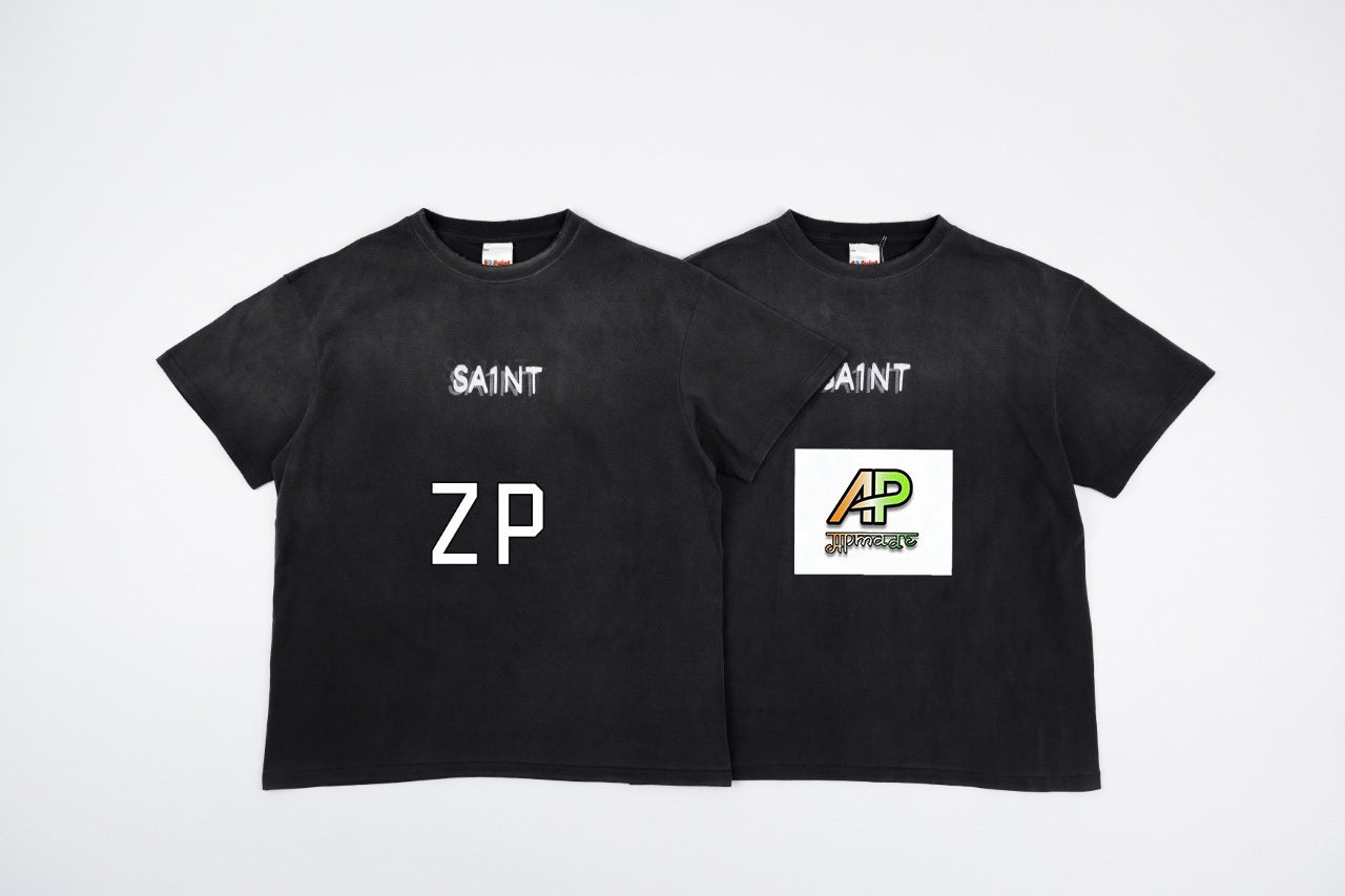 SAINT MXXXXXX Spray Monkey Gradient Distressed Tubular Cotton T-Shirt