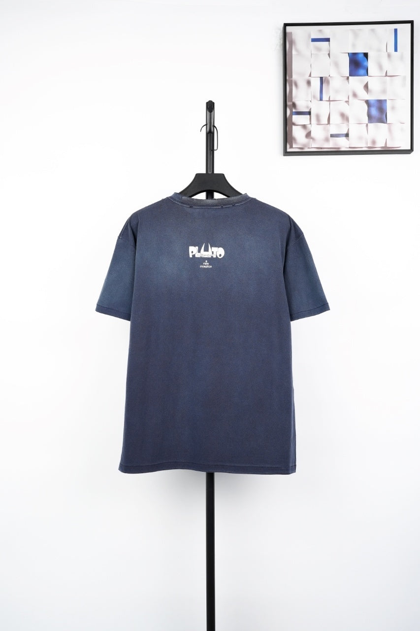 SAINT MXXXXXX Spray Monkey Gradient Distressed Tubular Cotton T-Shirt