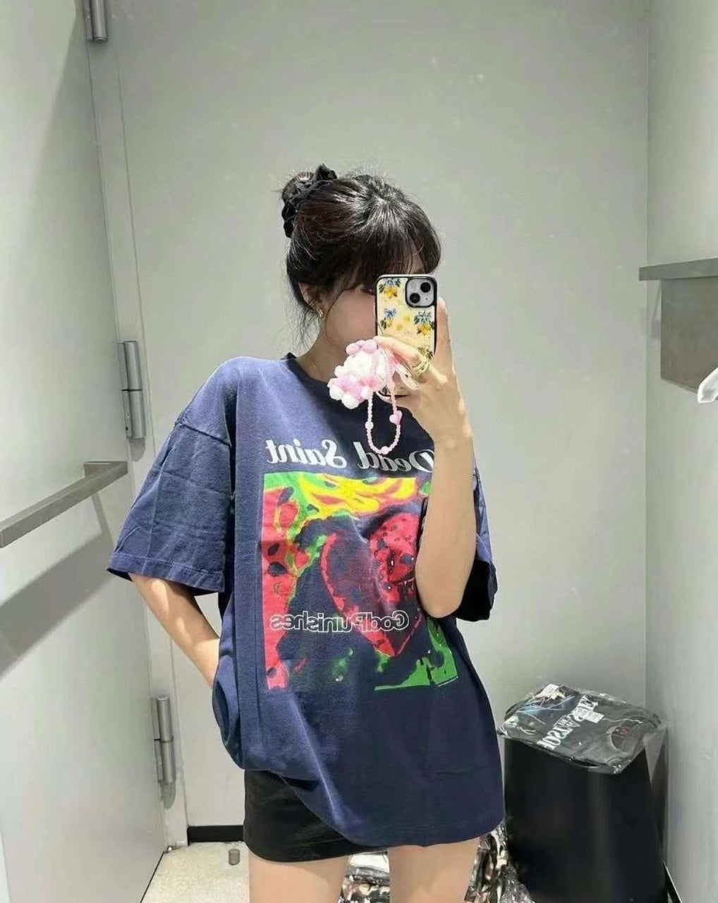SAINT MXXXXXX Spray Monkey Gradient Distressed Tubular Cotton T-Shirt