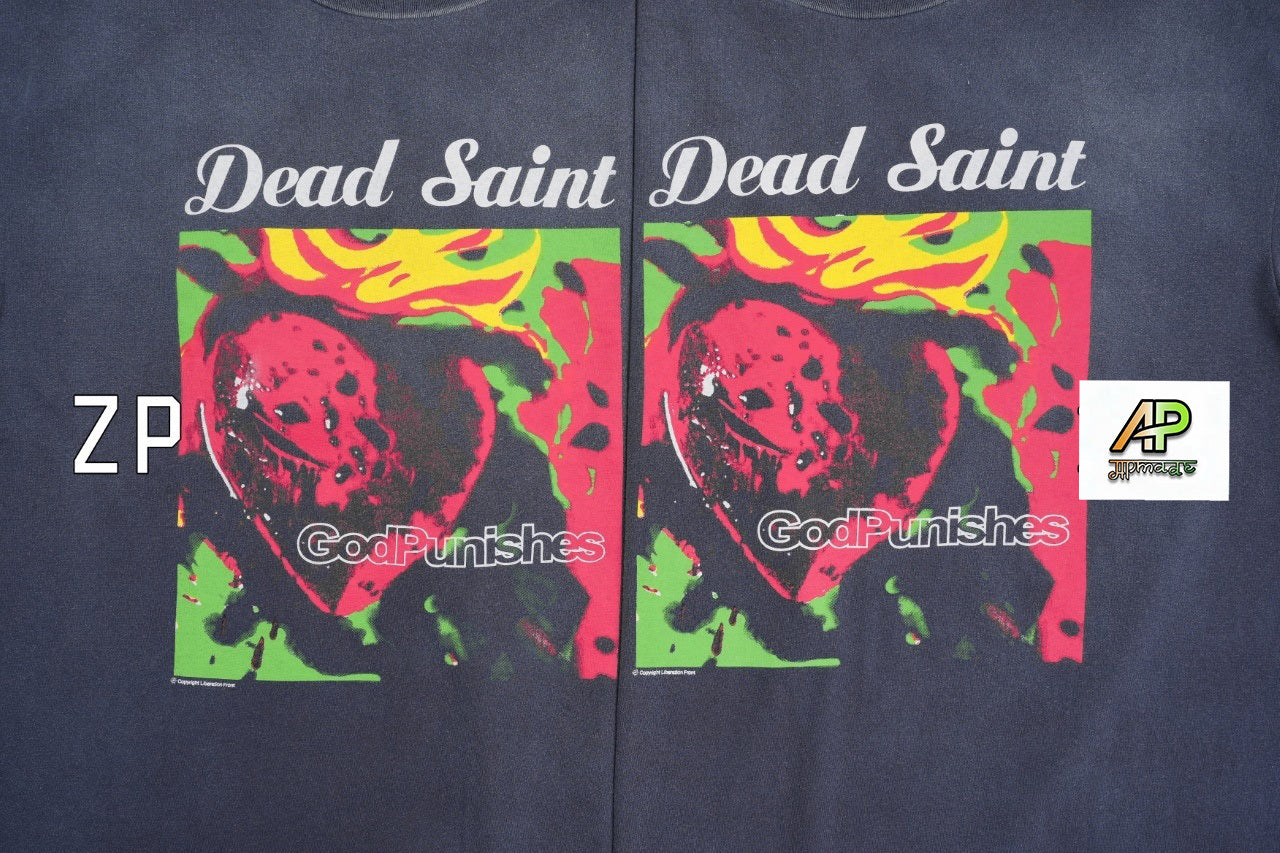 SAINT MXXXXXX Spray Monkey Gradient Distressed Tubular Cotton T-Shirt
