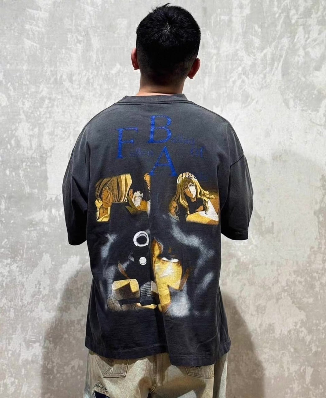 SAINT MXXXXXX Spray Monkey Gradient Distressed Tubular Cotton T-Shirt