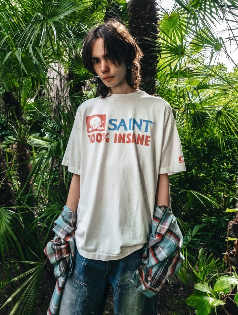 SAINT MXXXXXX Vintage Direct-Print Tubular Cotton T-Shirt