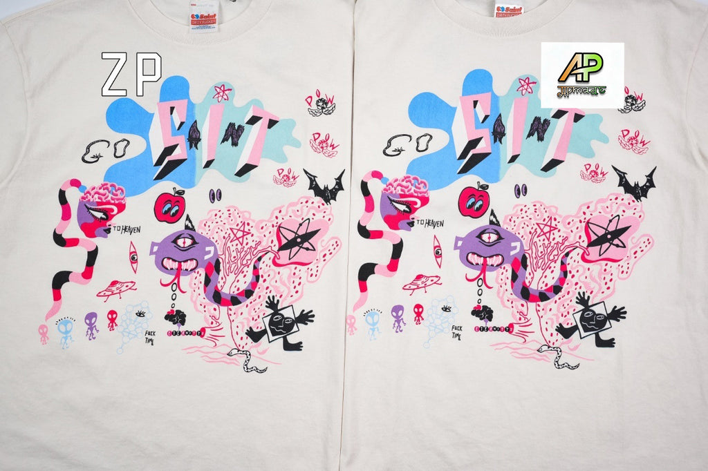 SAINT MXXXXXX Cartoon Abstract Monster Print T-Shirt