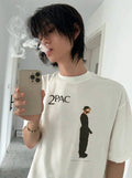 SAINT MXXXXXX 2PAC Cross Portrait Print T-Shirt