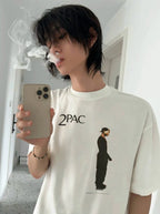 SAINT MXXXXXX 2PAC Cross Portrait Print T-Shirt