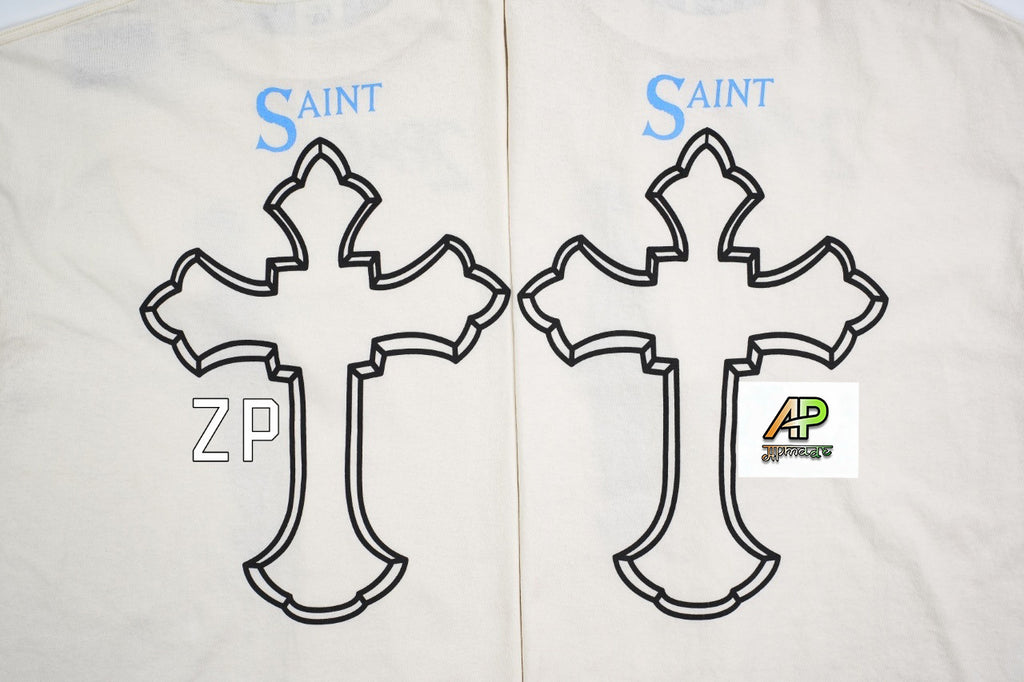 SAINT MXXXXXX 2PAC Cross Portrait Print T-Shirt