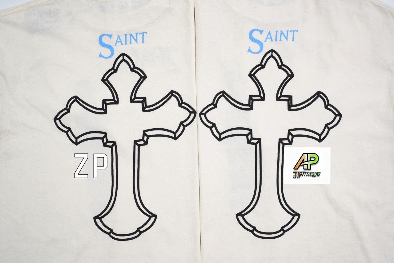 SAINT MXXXXXX 2PAC Cross Portrait Print T-Shirt