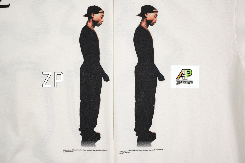 SAINT MXXXXXX 2PAC Cross Portrait Print T-Shirt