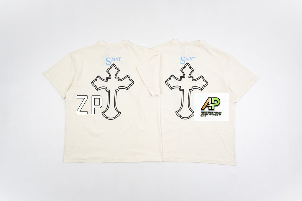 SAINT MXXXXXX 2PAC Cross Portrait Print T-Shirt