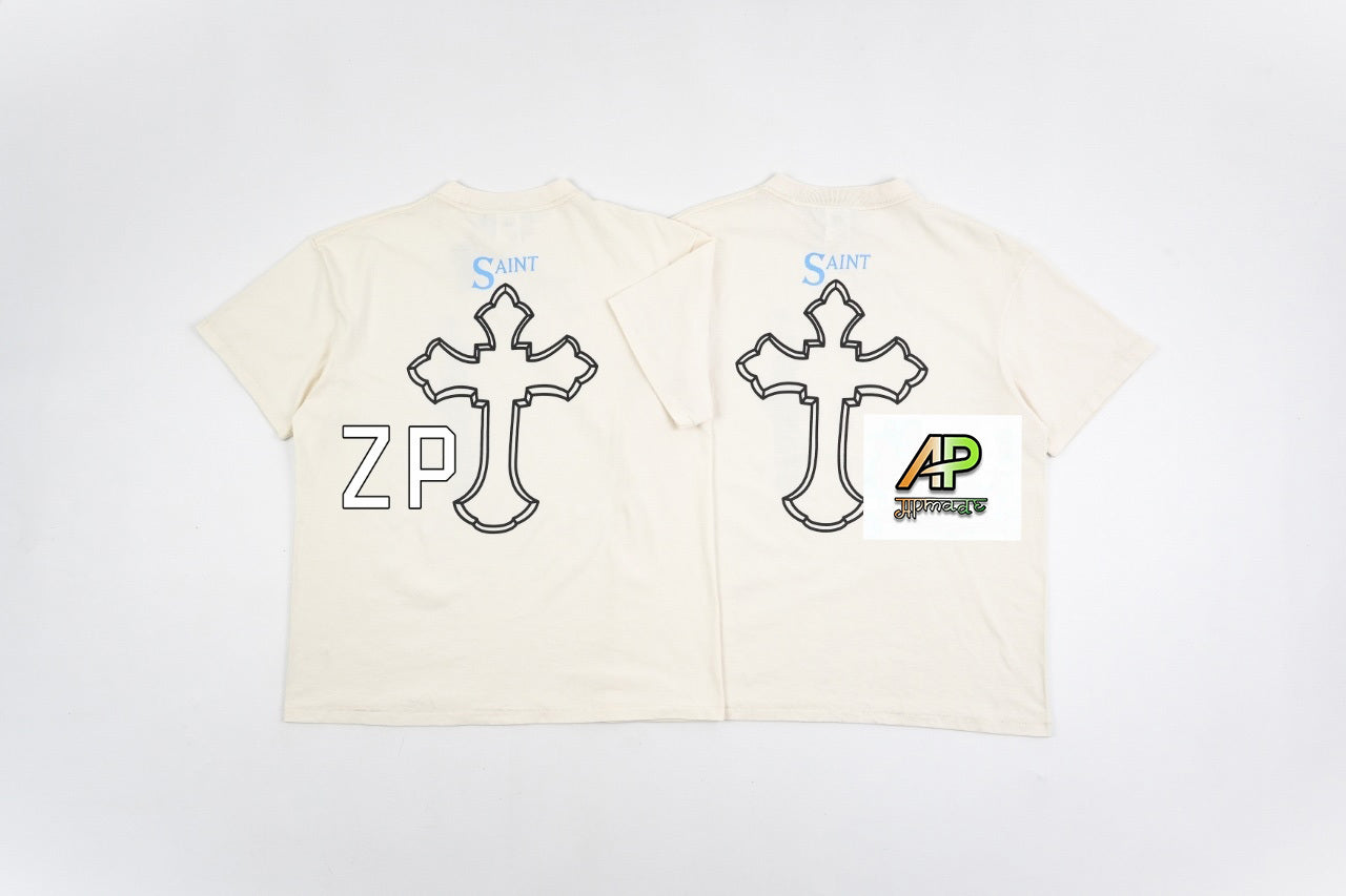 SAINT MXXXXXX 2PAC Cross Portrait Print T-Shirt