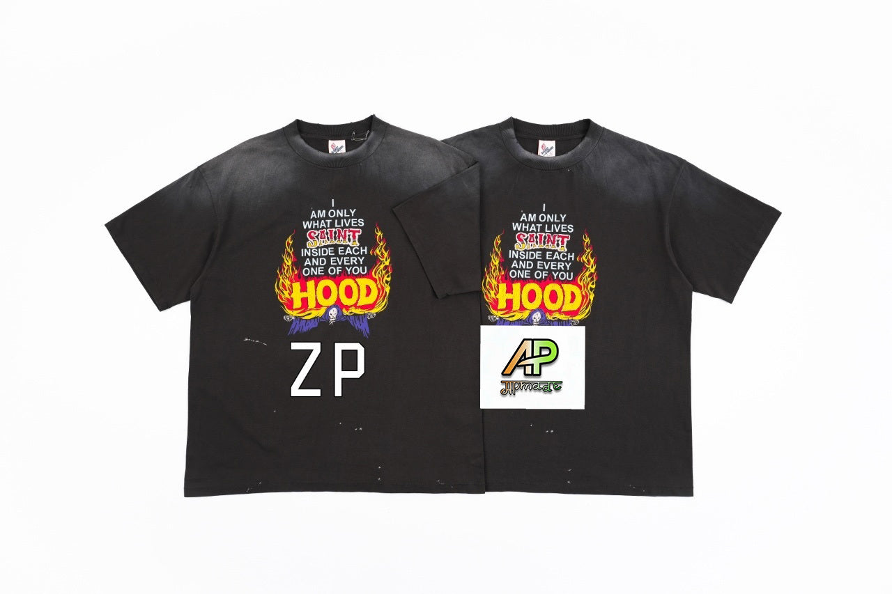 SAINT MXXXXXX Flame Wings Graphic Short-Sleeve T-Shirt