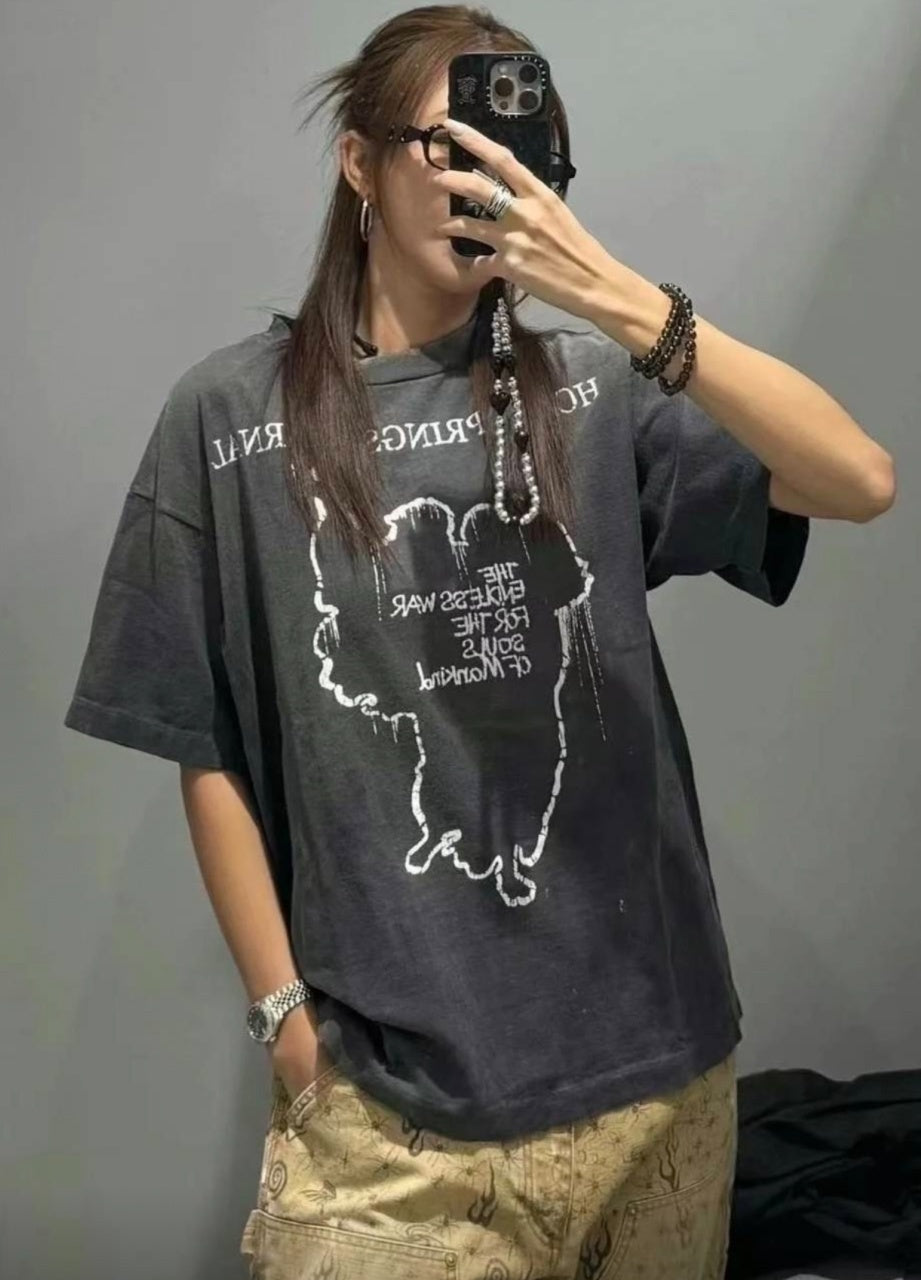 SAINT MXXXXXX Jesus Slogan Print Short-Sleeve T-Shirt