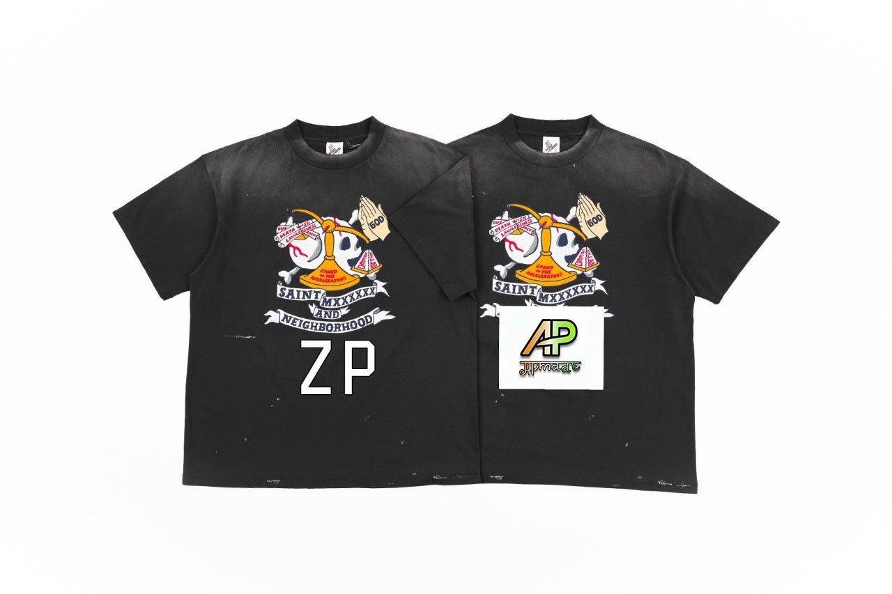 SAINT MXXXXXX Skull and Scales Print Short-Sleeve T-Shirt