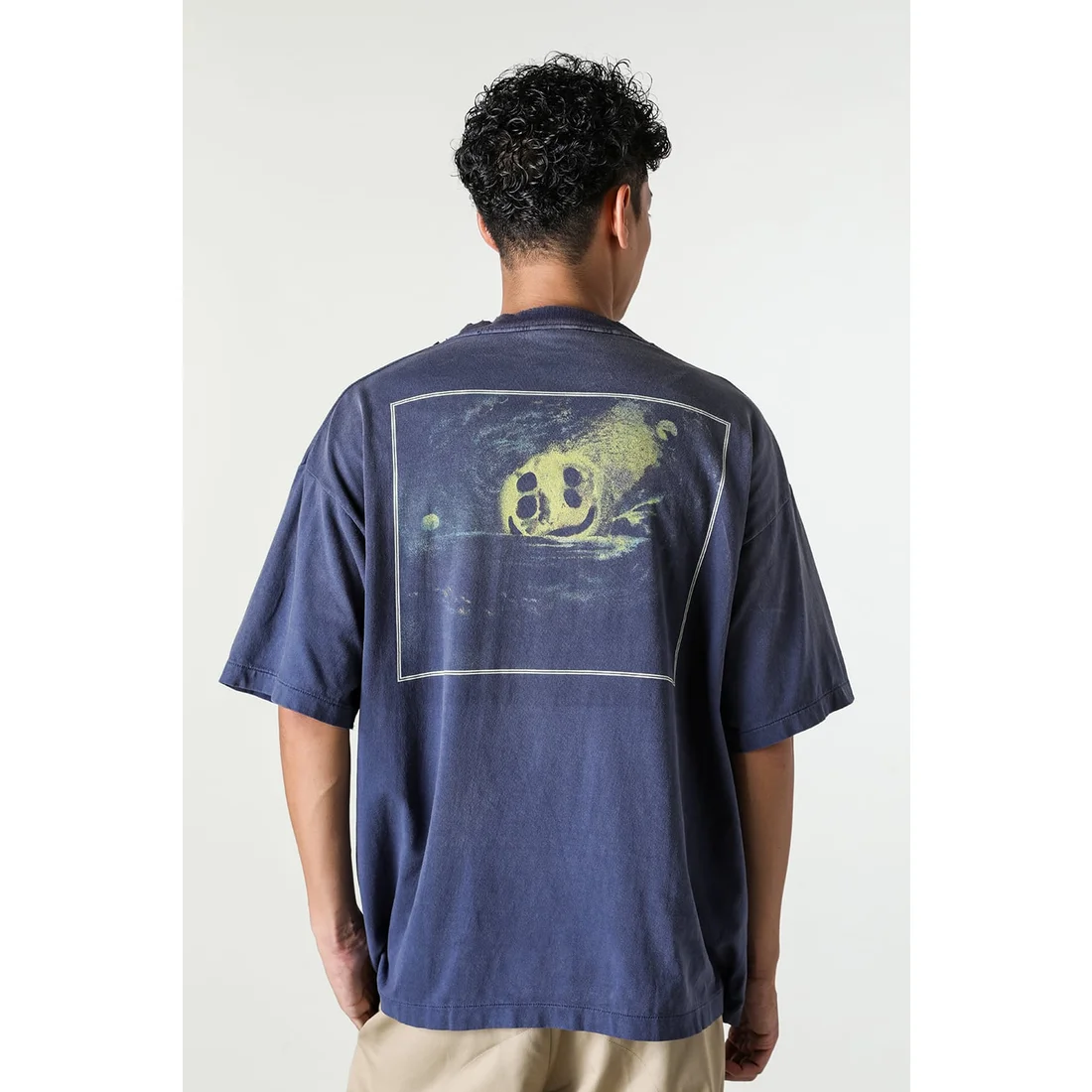 SAINT MXXXXXX Star Smiley Face Distressed Hole Print T-Shirt