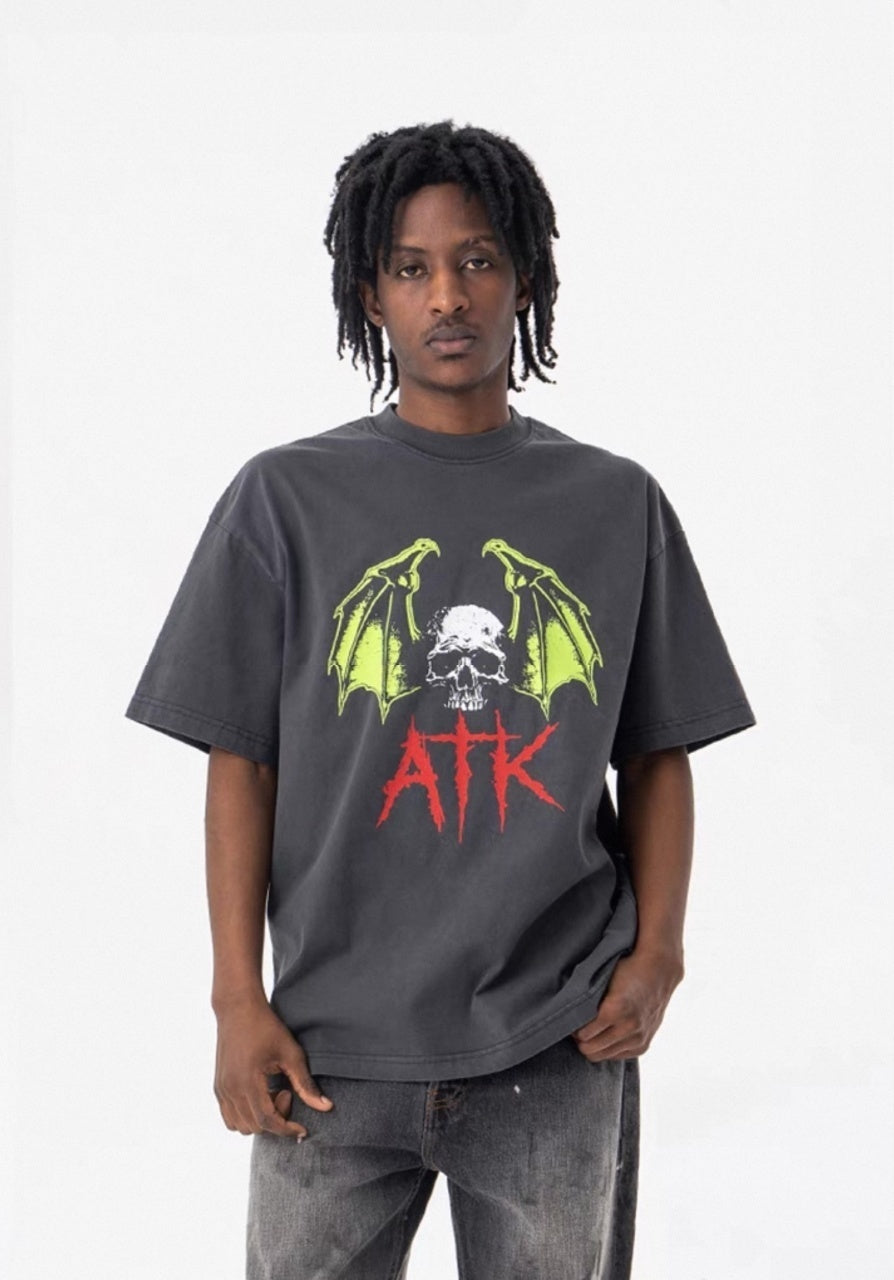 GALLERY DEPT. Skull Bat Print Distressed T-Shirt